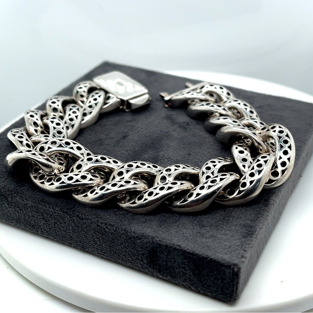 LAGOS Sterling Silver Anthem Caviar Bead Wide Curb Link Bracelet - Picture 6 of 6